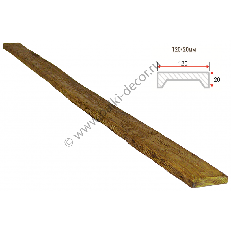 Декоративная доска Фламбир Arno 120x20х1000 мм ППУ (Д-Arno-120-10-1 Рустик) Фламбир 120x20 Arno Д-Arno-120-10-1 Рустик