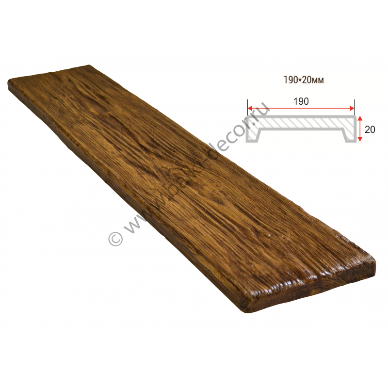 Декоративная доска Фламбир Arno 190x20х1000 мм ППУ (Д-Arno-190-10-1 Рустик) Фламбир 190x20 Arno Д-Arno-190-10-1 Рустик